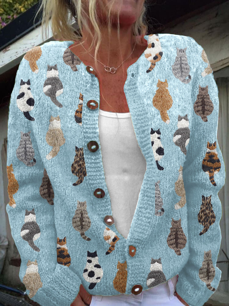 SOPHIA | Cardigan with cat-print jacquard