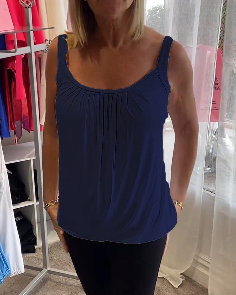HANNAH | Sleeveless top with pleated neckline
