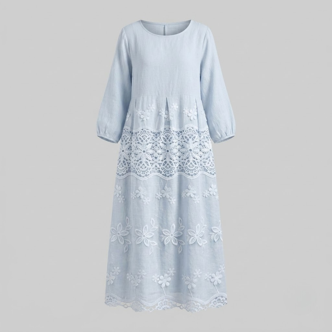 ZENAIDA | Midi dress with lace detailing