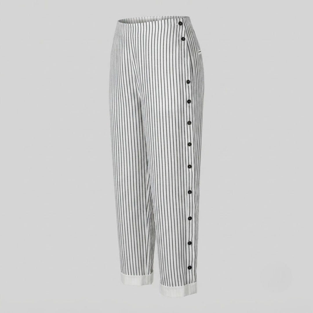 MEGAN | Striped pants with side buttons