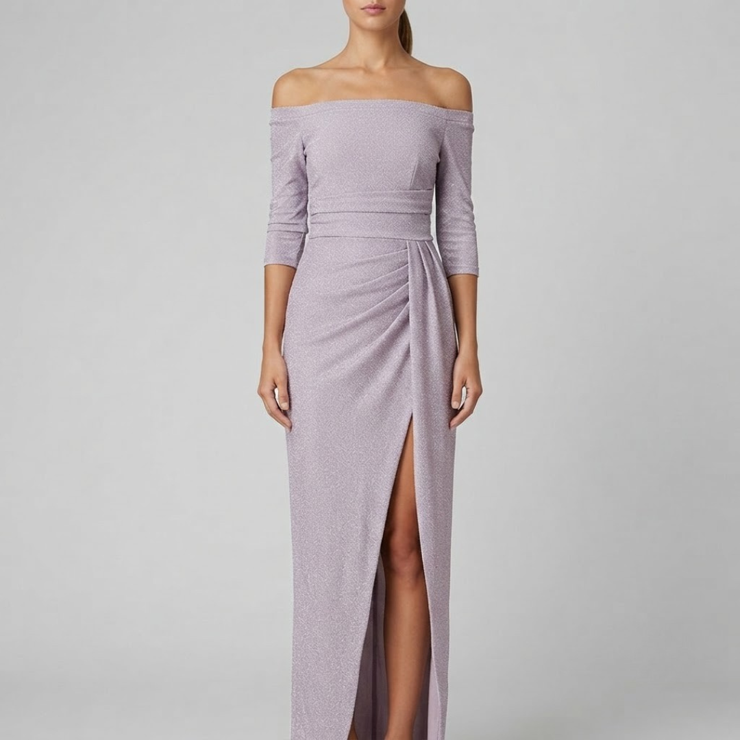 HARPER | Maxi dress with off-shoulder halter neckline