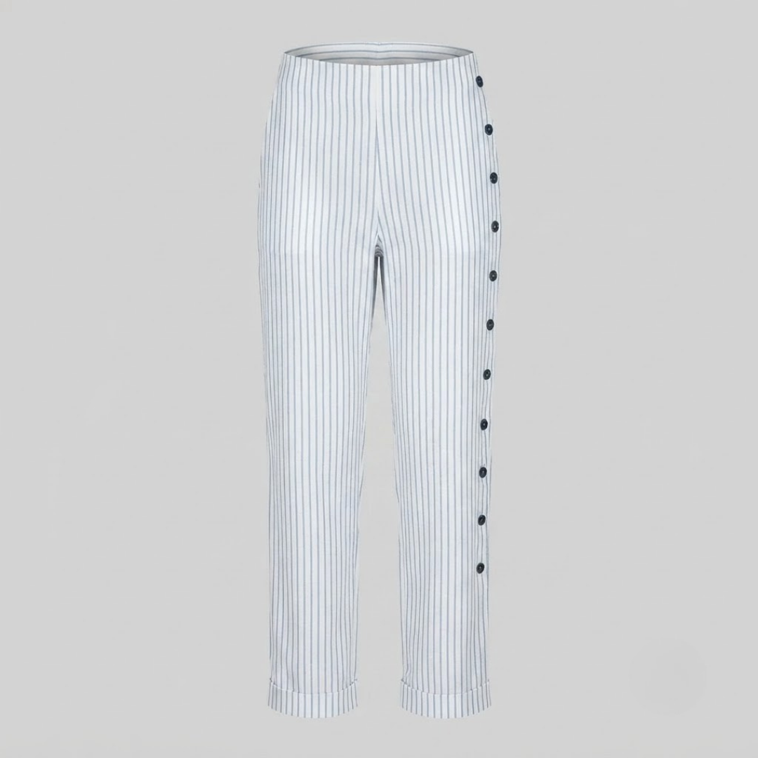 MEGAN | Striped pants with side buttons