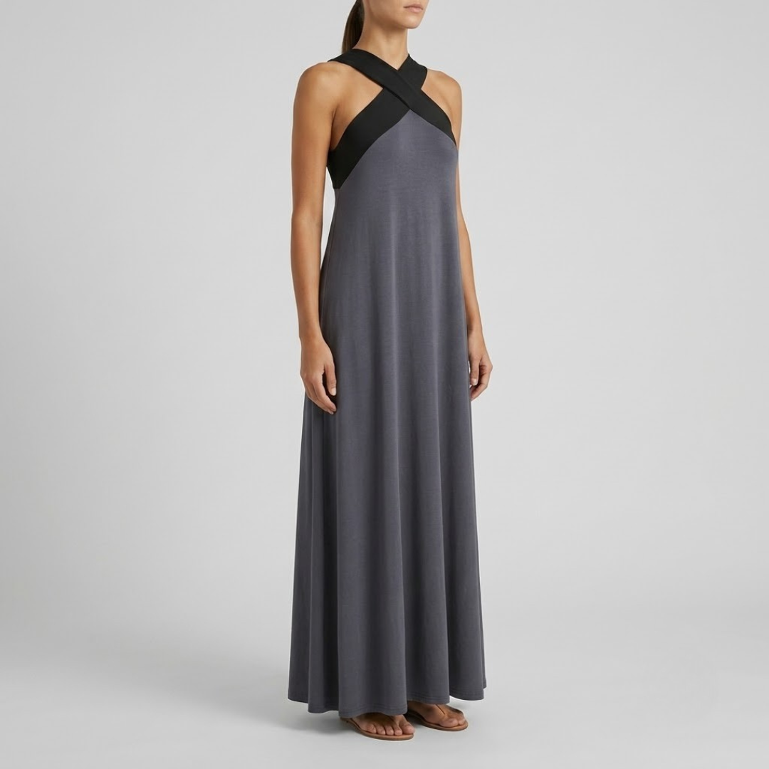 RUBY | Maxi dress with crossed neckline
