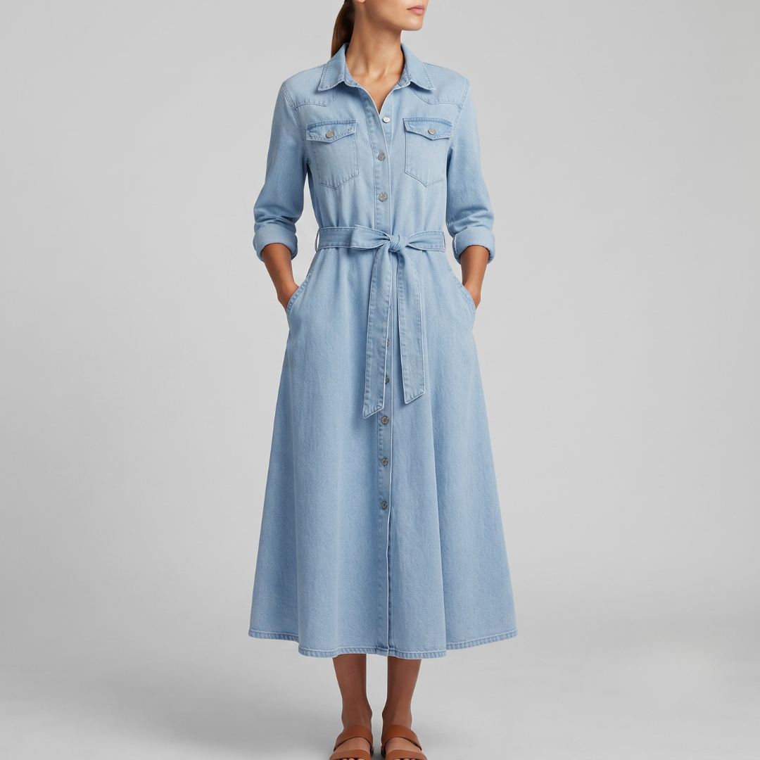 CHLOE | Long sleeve dress with denim look