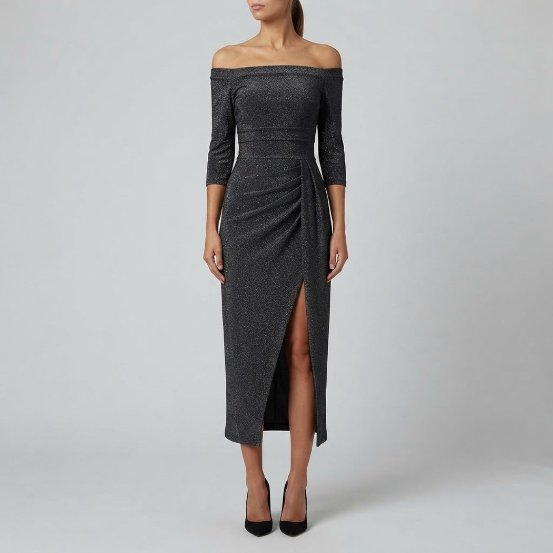 HARPER | Maxi dress with off-shoulder halter neckline