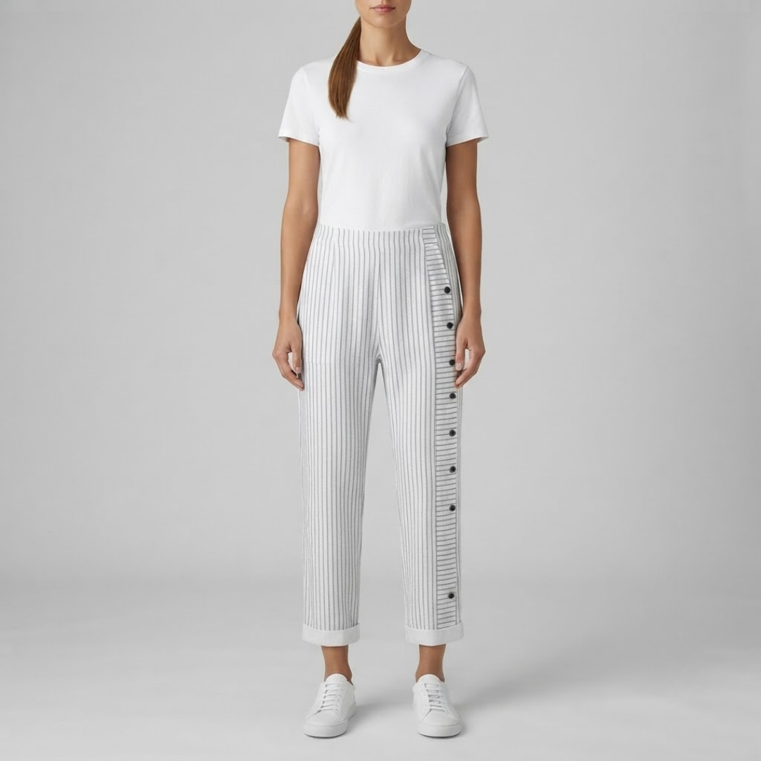 INAYA | Striped pants with side buttons
