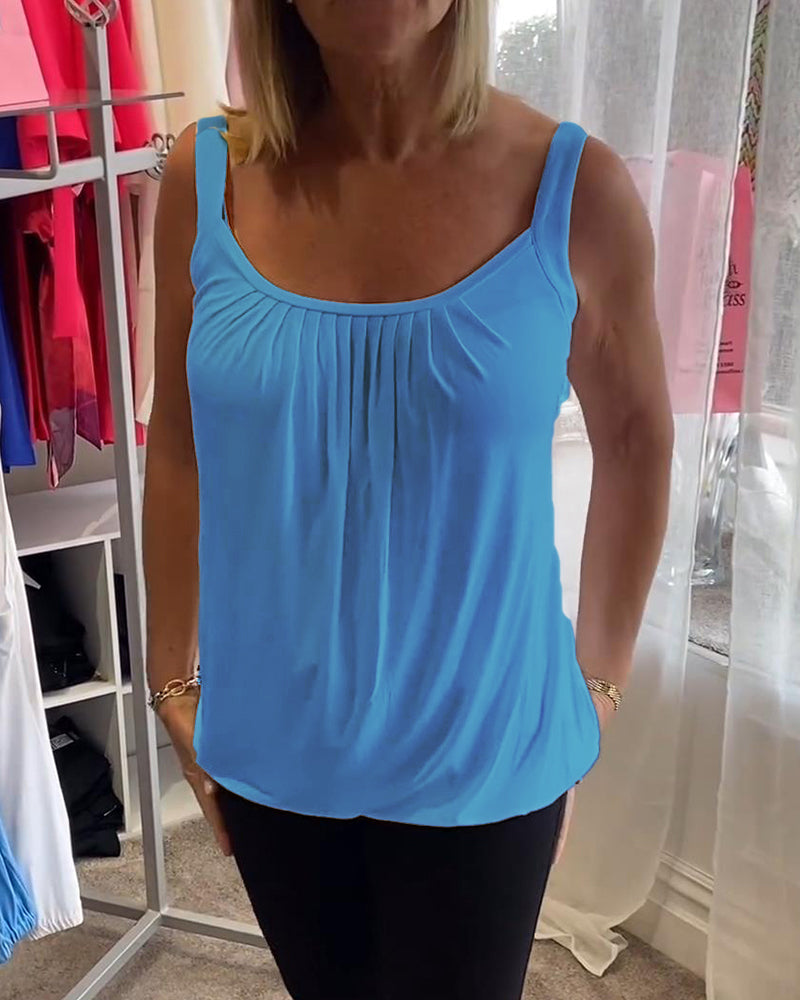HANNAH | Sleeveless top with pleated neckline