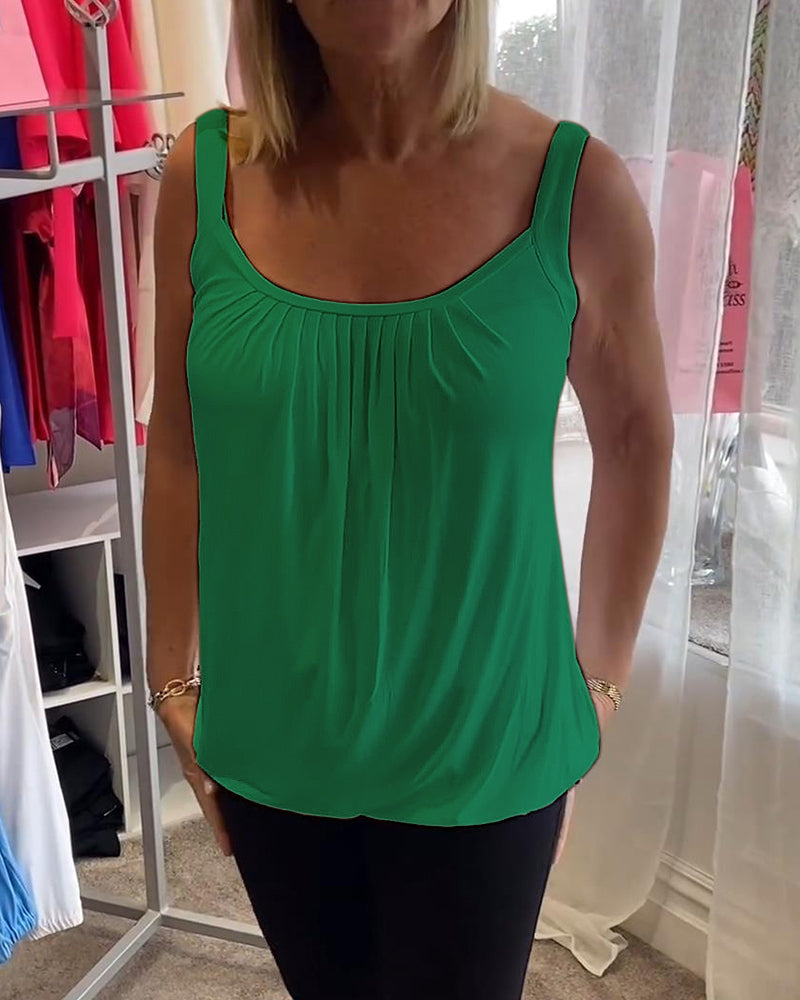 HANNAH | Sleeveless top with pleated neckline