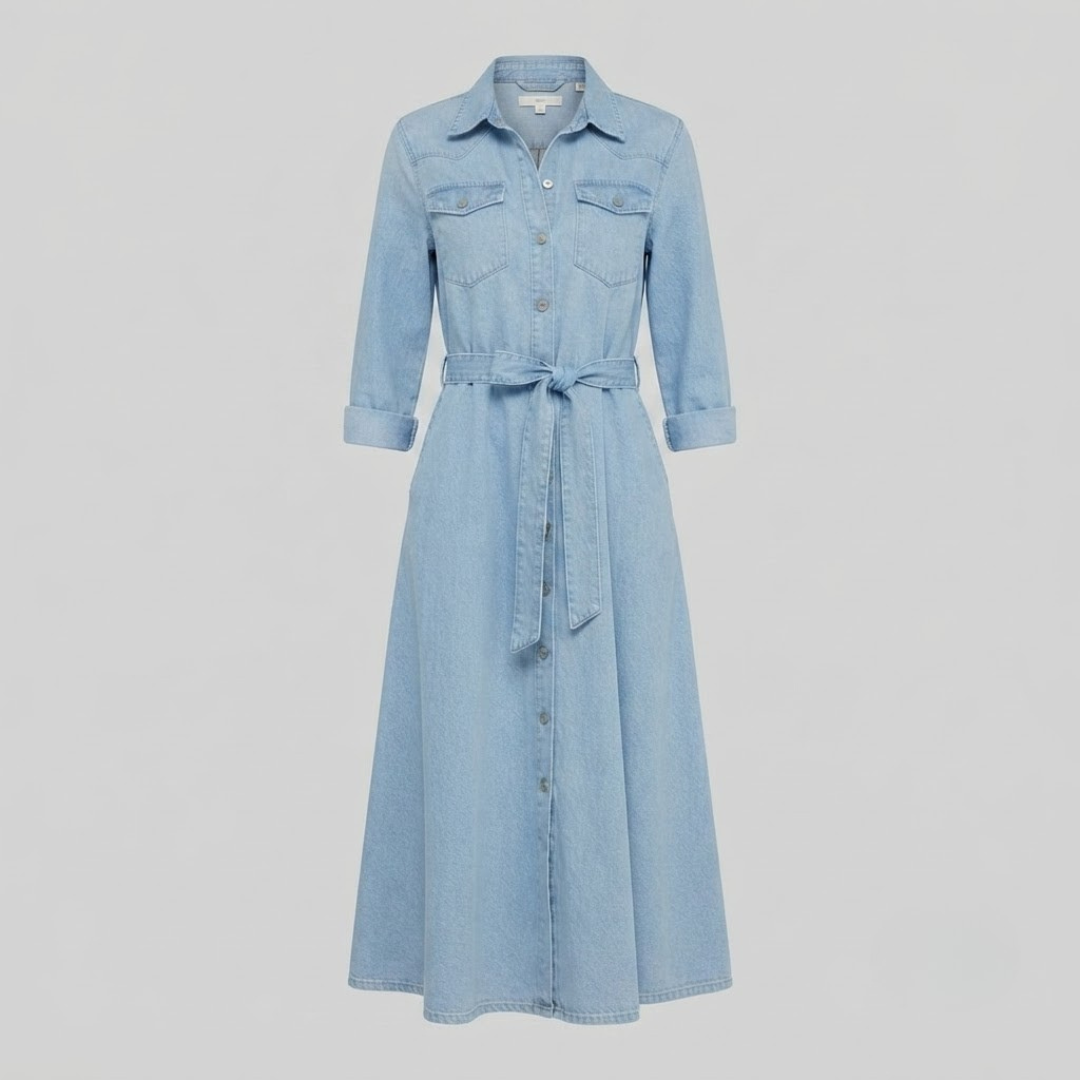 CHLOE | Long sleeve dress with denim look