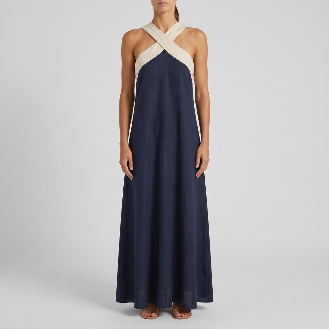 RUBY | Maxi dress with crossed neckline