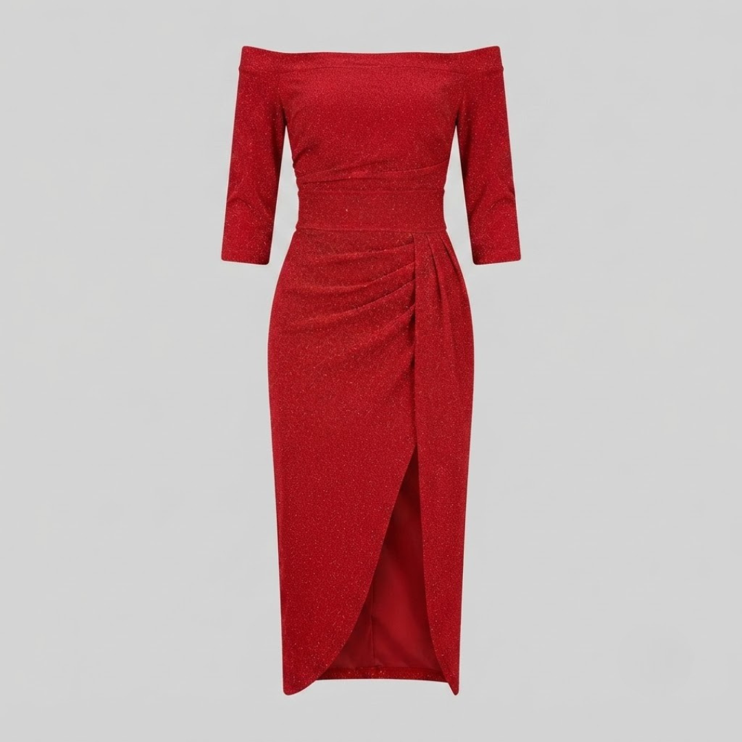 HARPER | Maxi dress with off-shoulder halter neckline