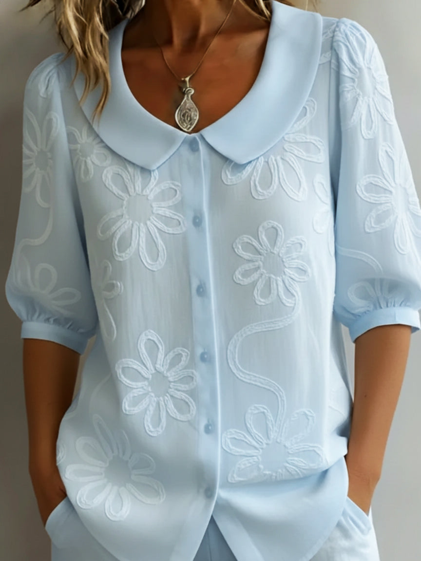 MADISON | Blouse with floral embroidery