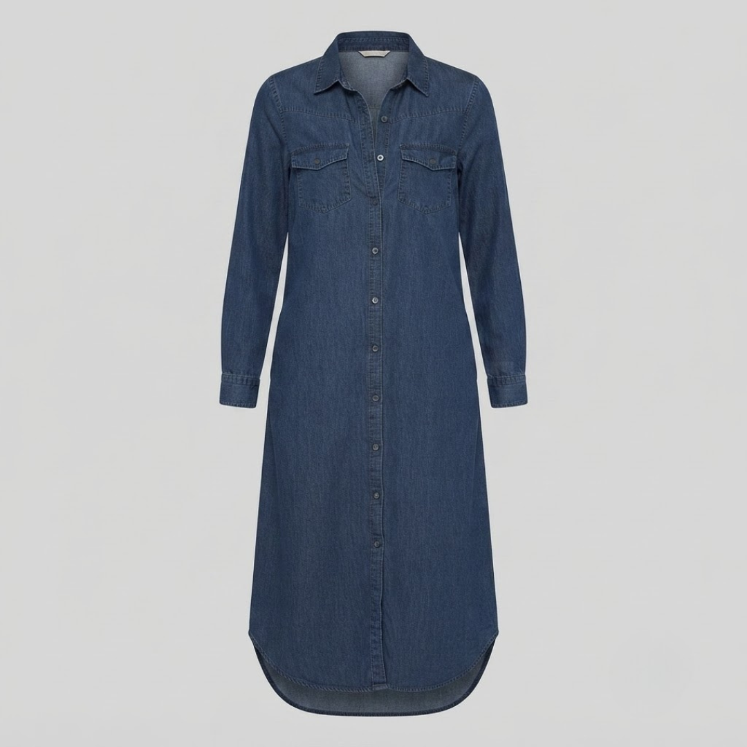 ISABELLA | Maxi shirt dress with denim look