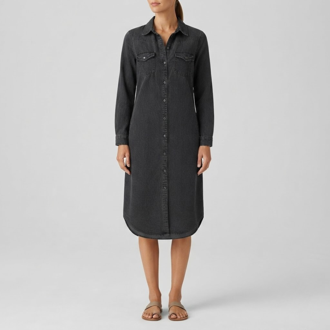 ISABELLA | Maxi shirt dress with denim look