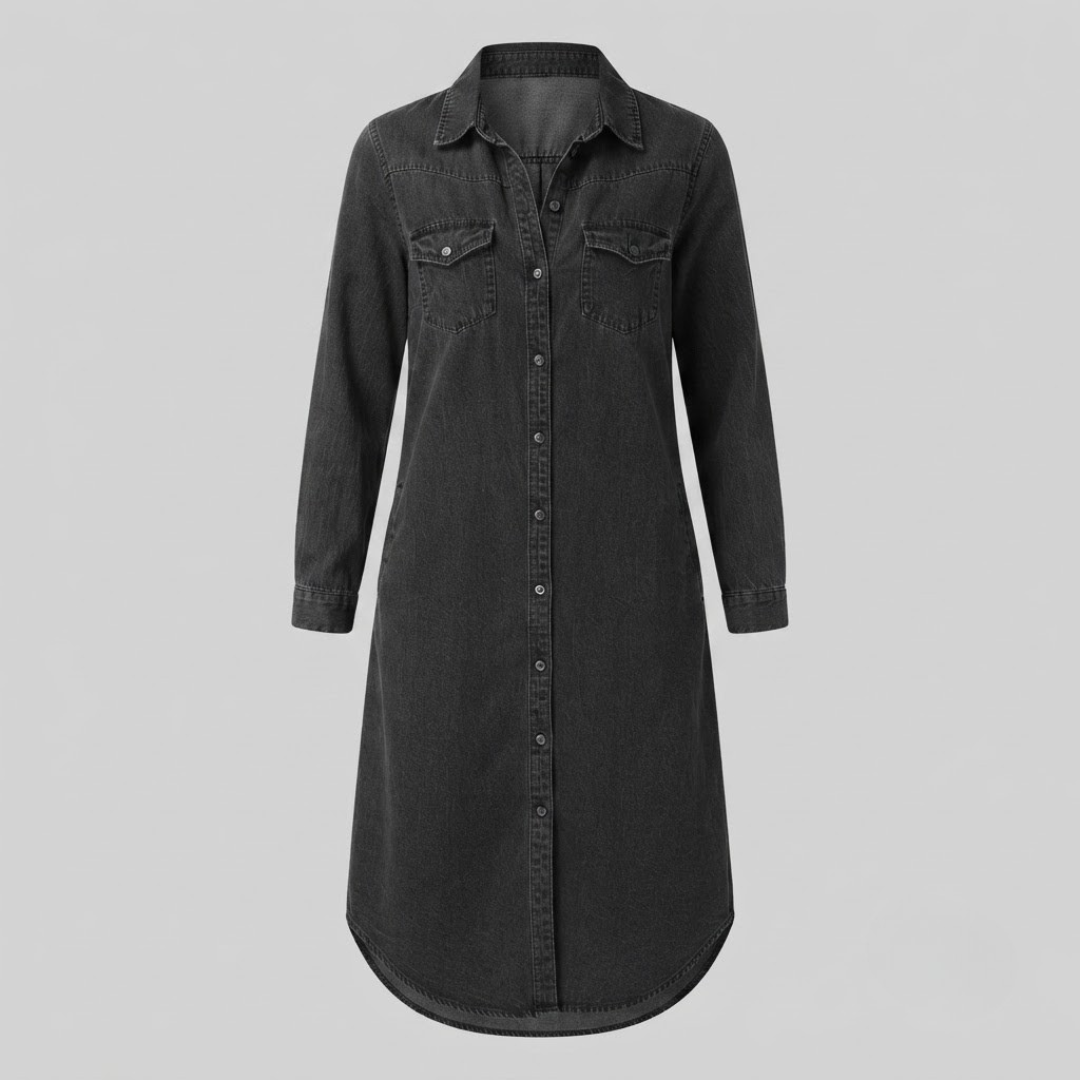 ISABELLA | Maxi shirt dress with denim look
