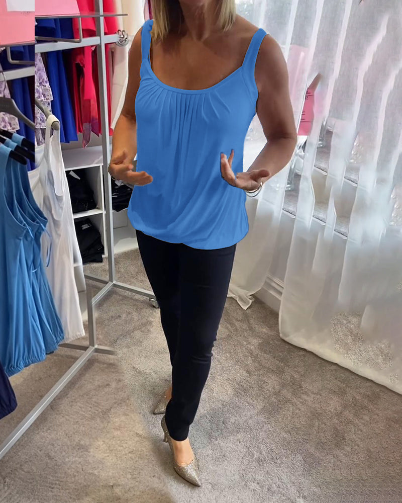 HANNAH | Sleeveless top with pleated neckline