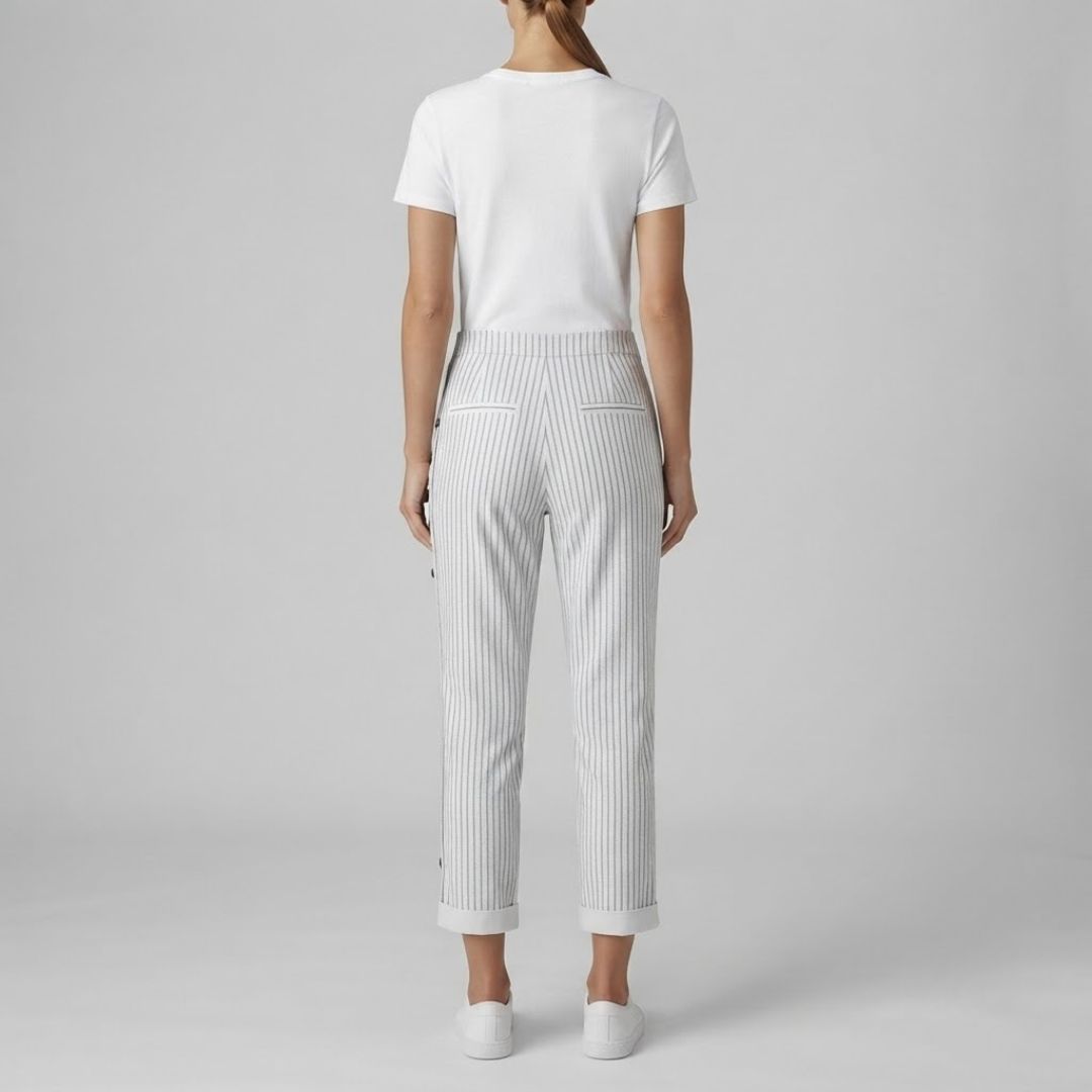 INAYA | Striped pants with side buttons