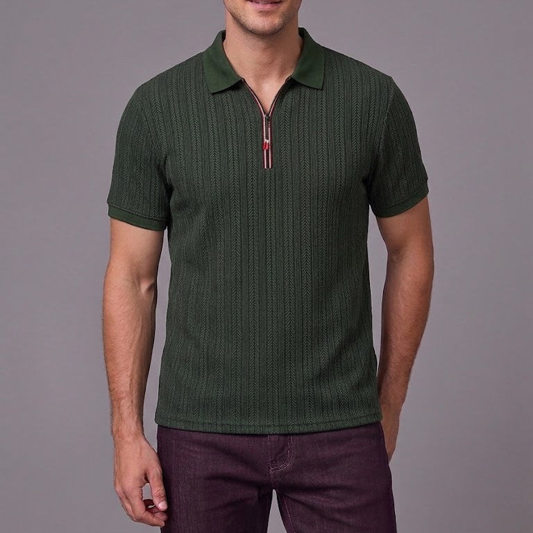OLIVER | Polo with herringbone texture