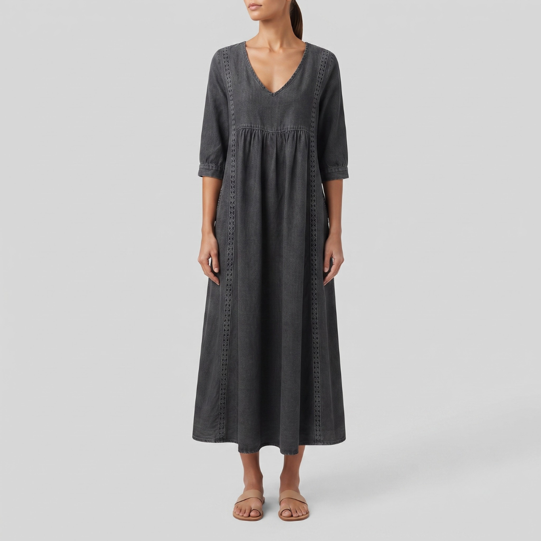 ESTHER | Midi dress with V-neck