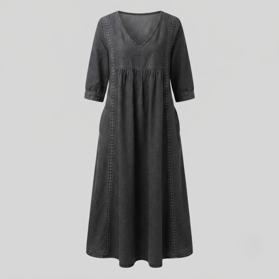 ESTHER | Midi dress with V-neck