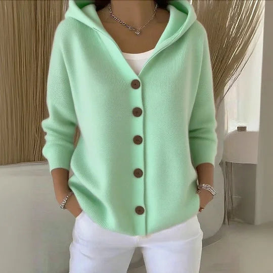 HANNAH | Hooded cardigan with button front