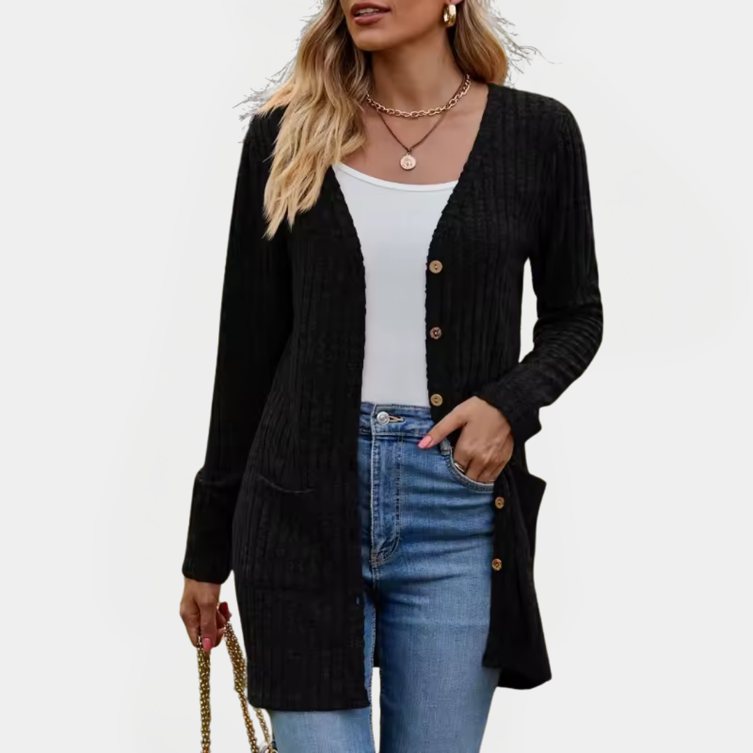 ABIGAIL | Longline cardigan with ribbed knit