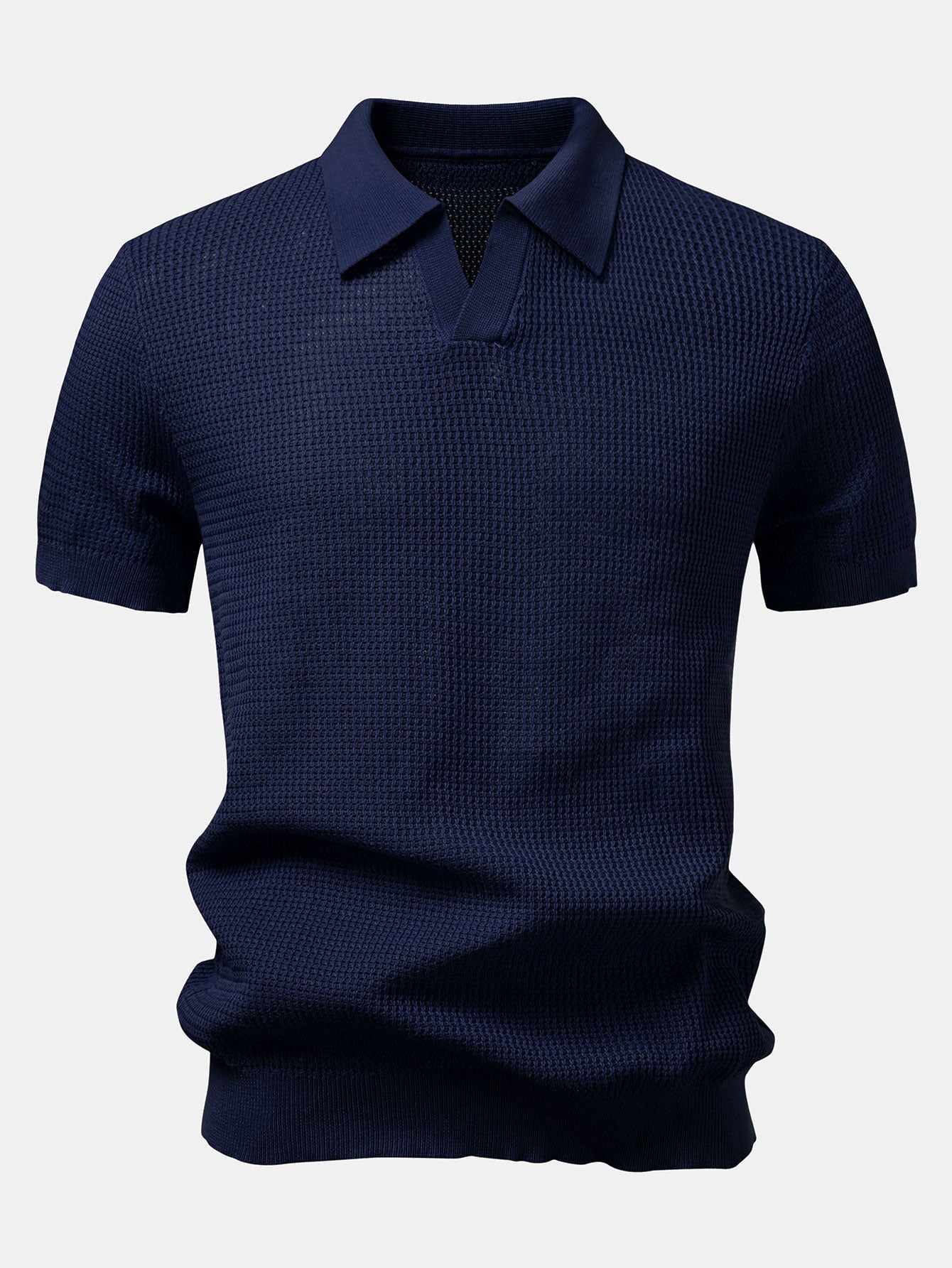 CALEB | Open-knit polo with Johnny collar