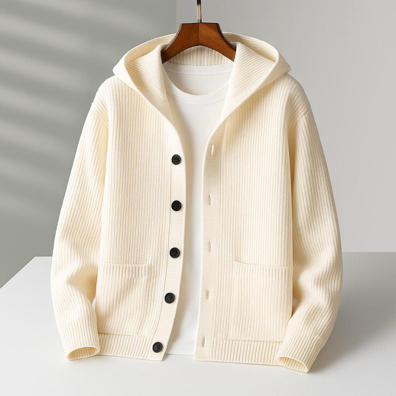 HARPER | Hooded cardigan with ribbed cuffs