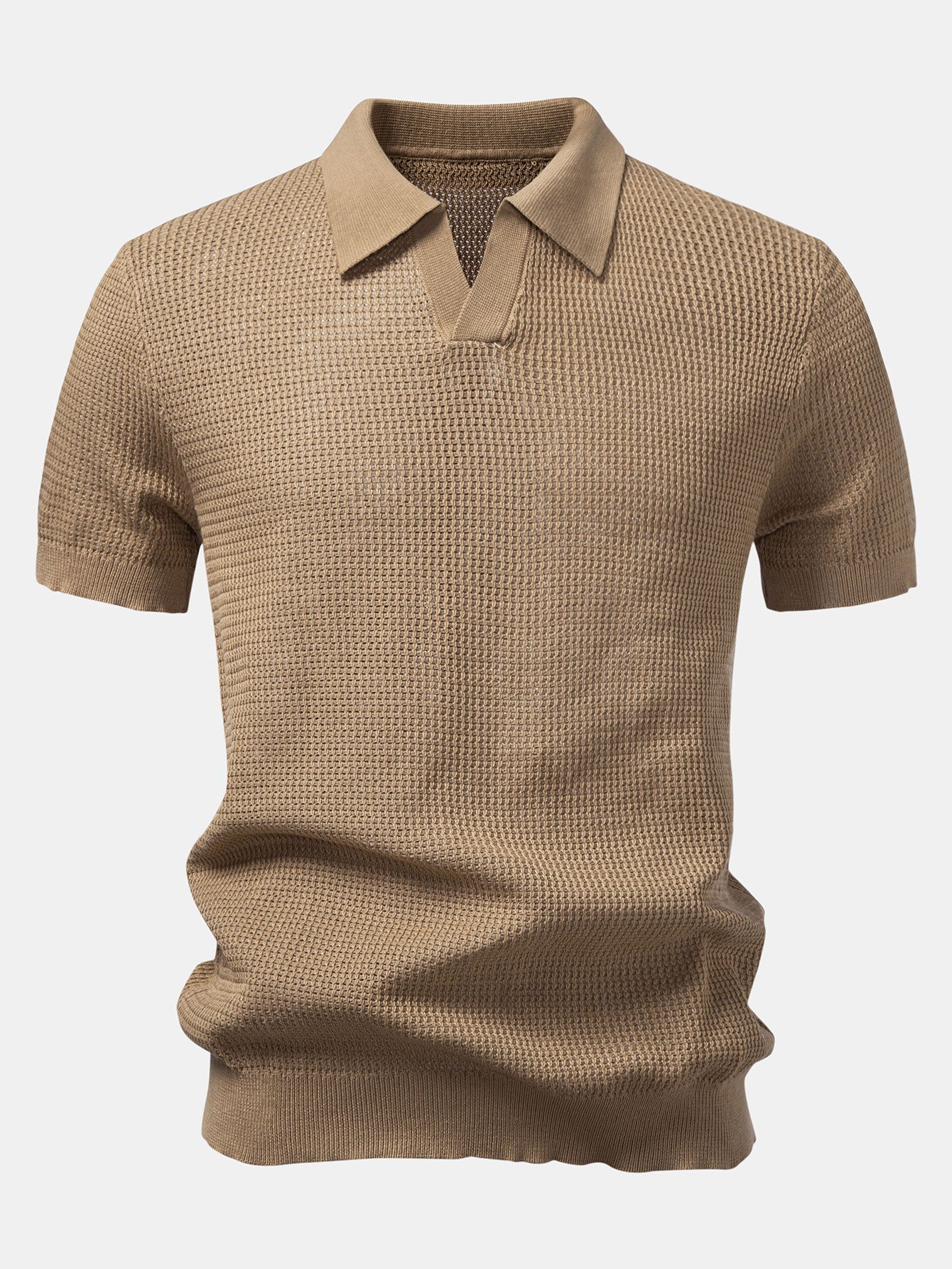 CALEB | Open-knit polo with Johnny collar