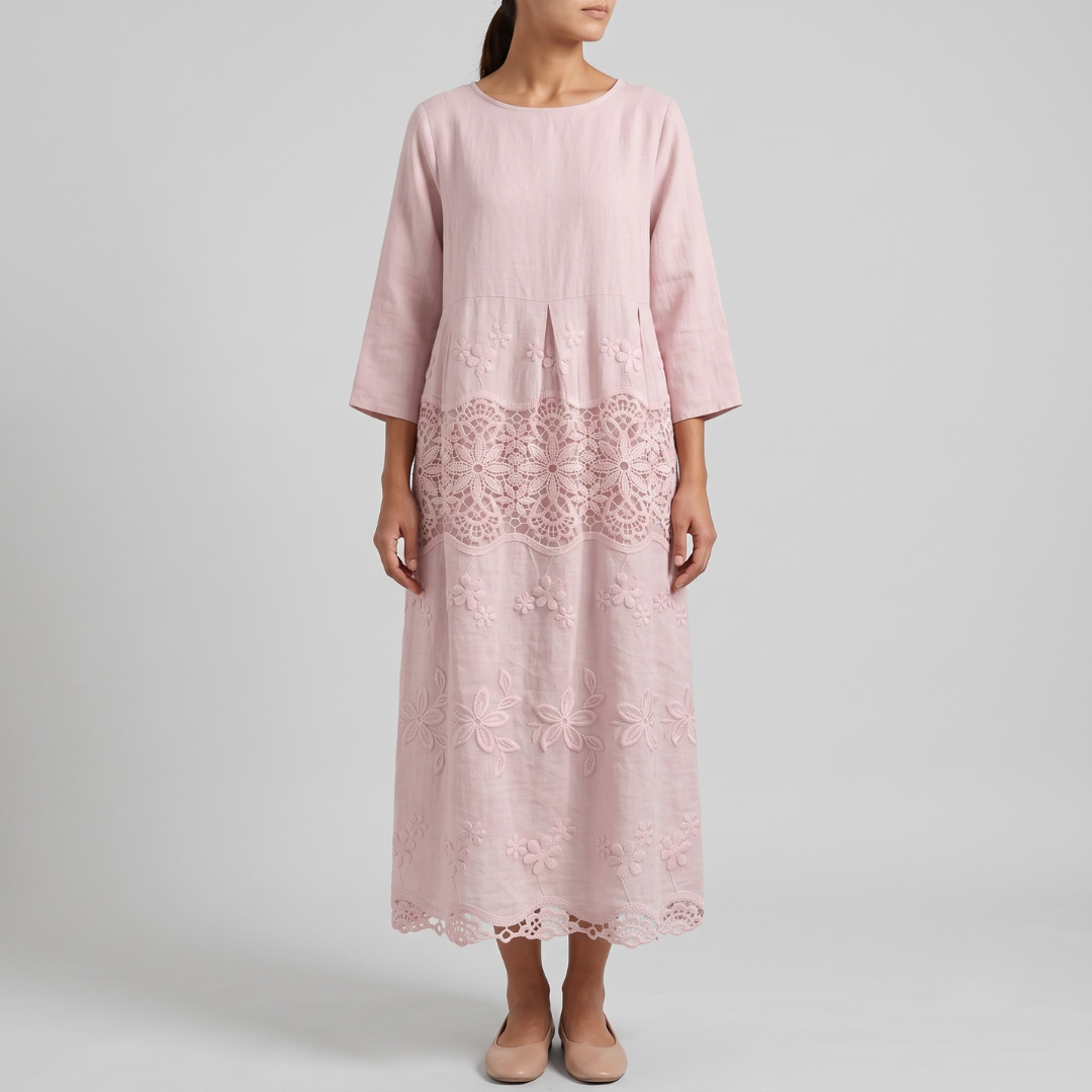 ZENAIDA | Midi dress with lace detailing