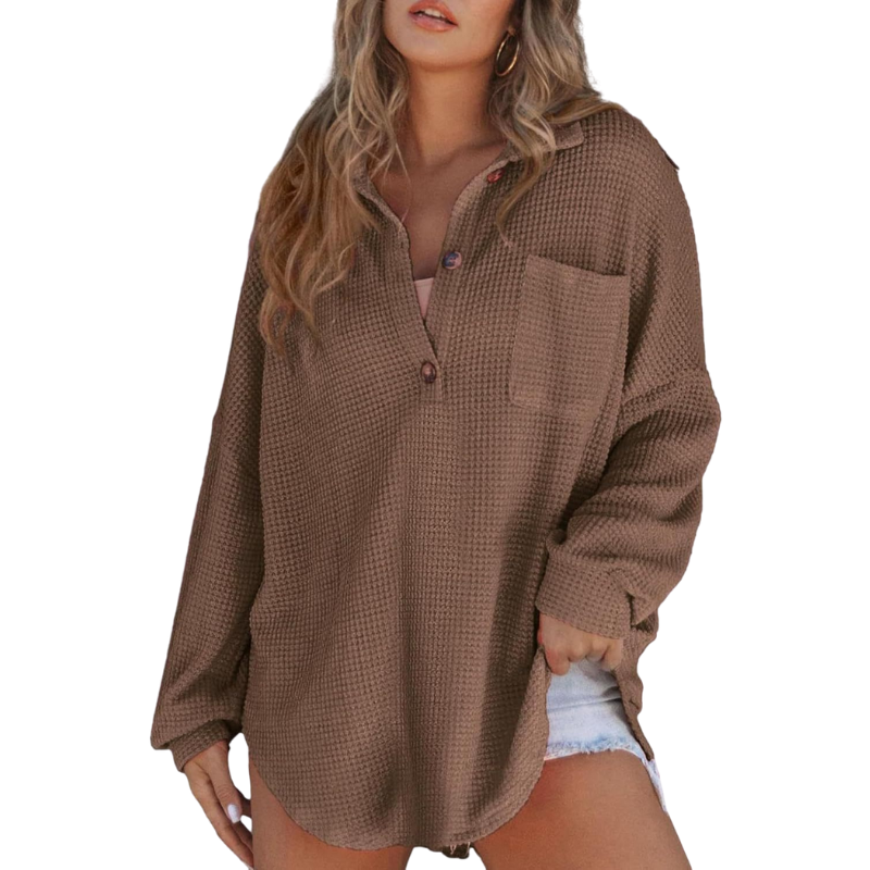 EVELYN | Tunic blouse with button-up front
