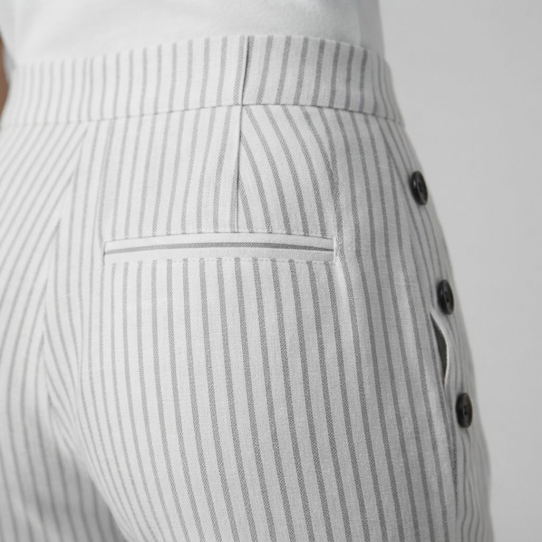 INAYA | Striped pants with side buttons