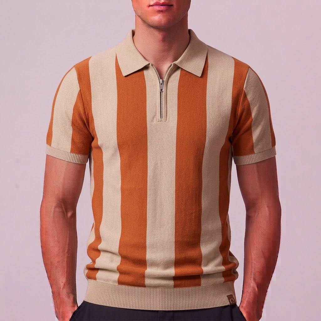ASHTON | Zip polo with contrast knit