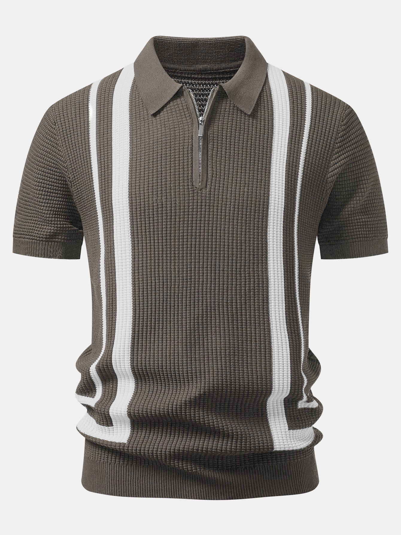 RILEY | Polo with waffle knit and zip neckline