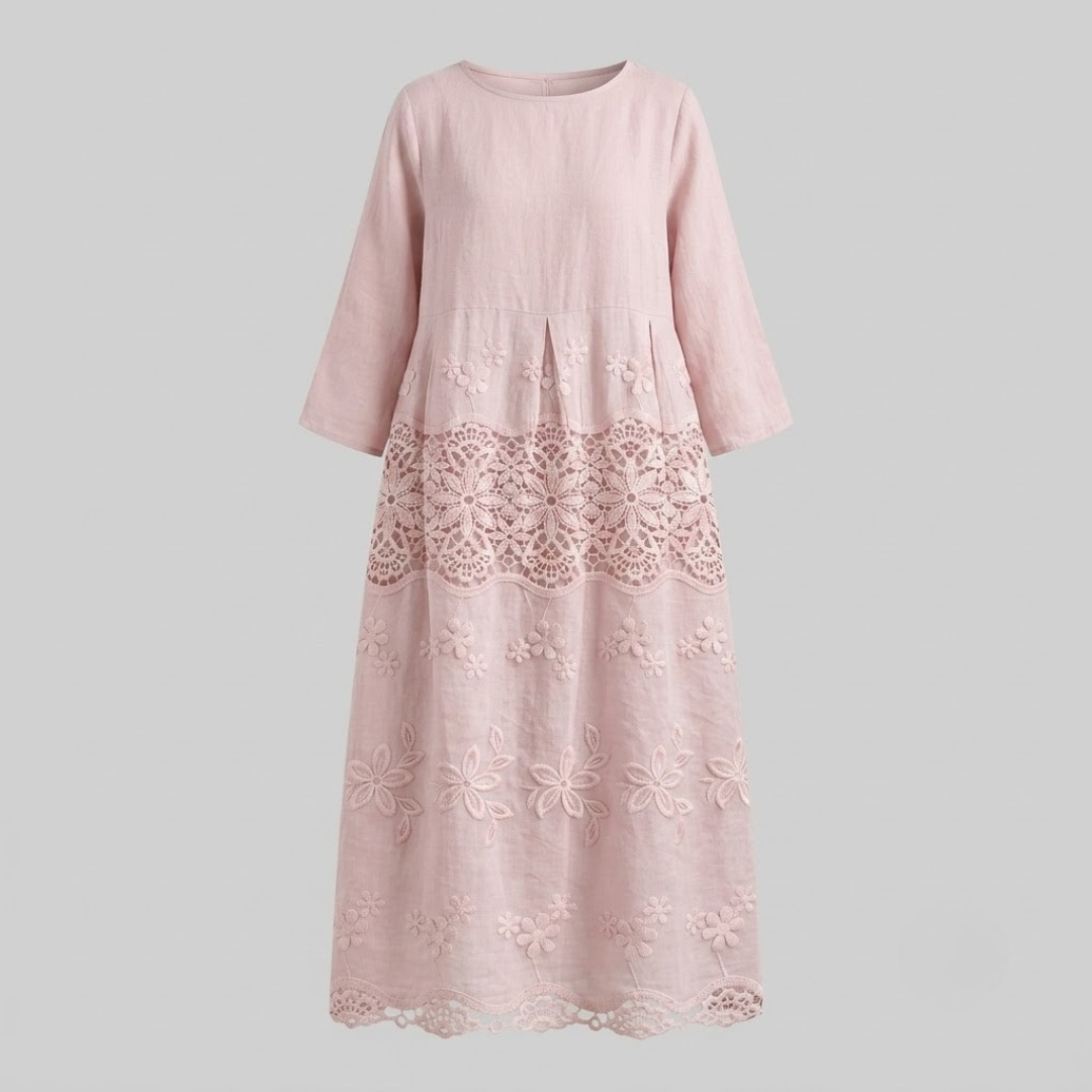 ZENAIDA | Midi dress with lace detailing