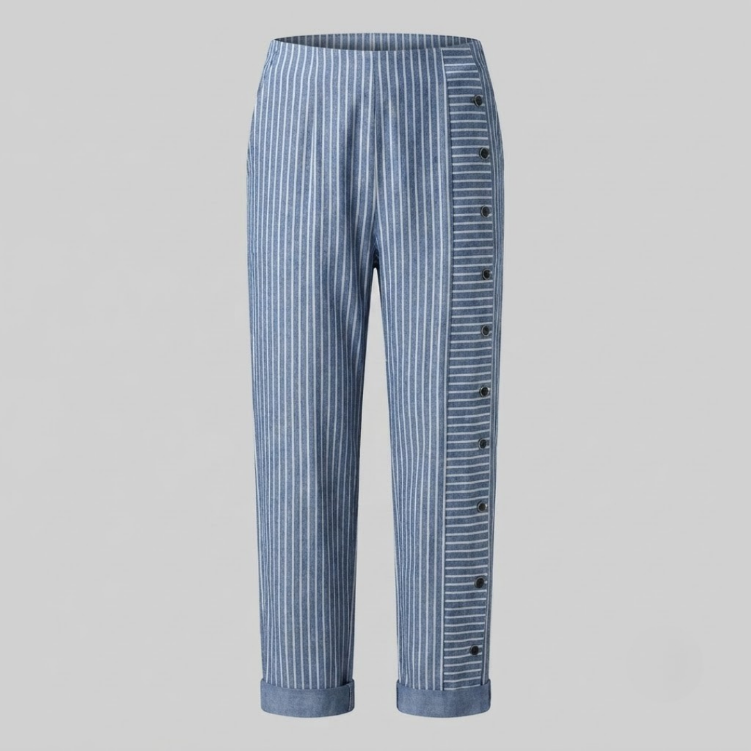 INAYA | Striped pants with side buttons