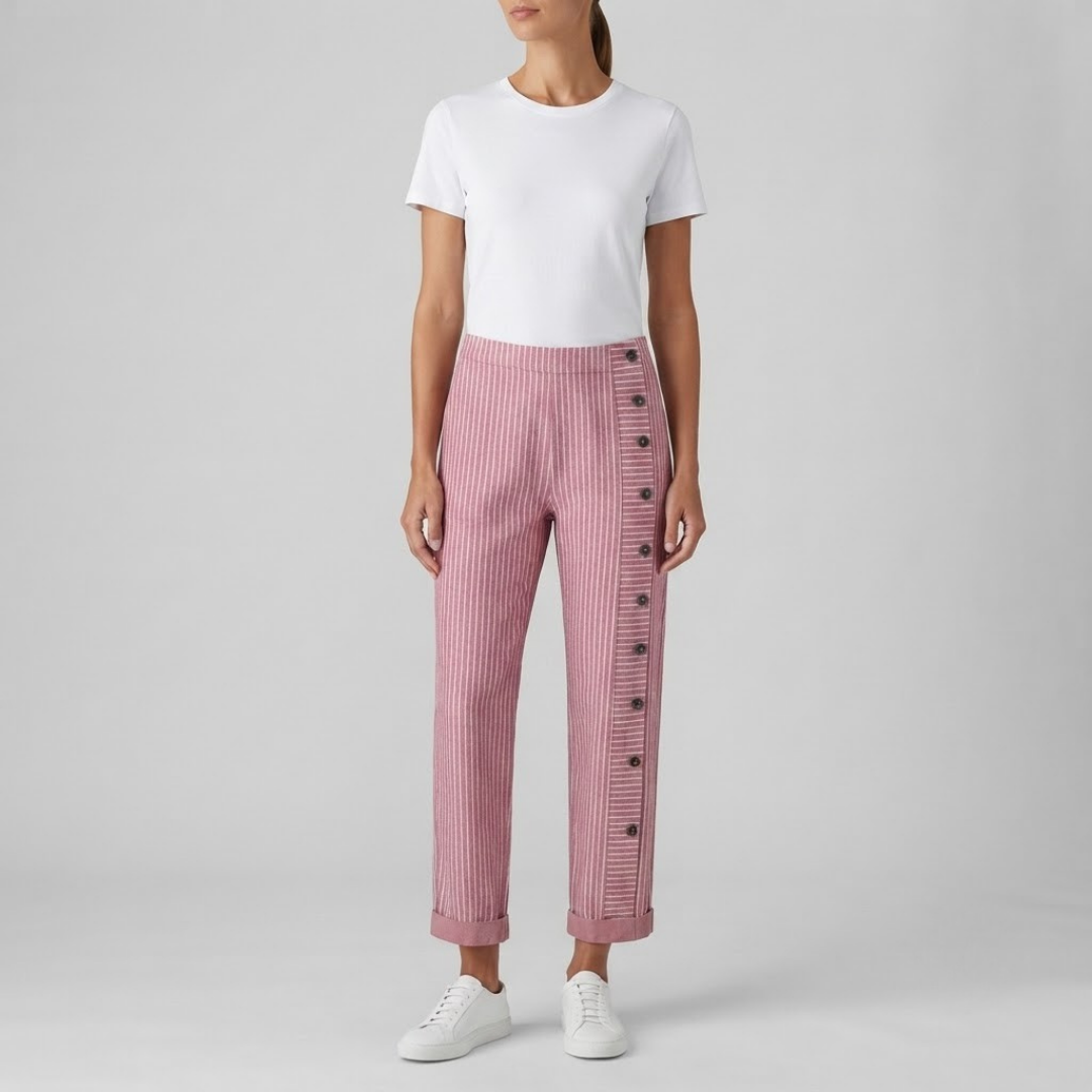 INAYA | Striped pants with side buttons