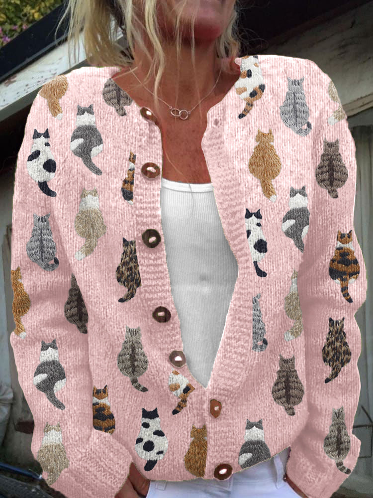 SOPHIA | Cardigan with cat-print jacquard