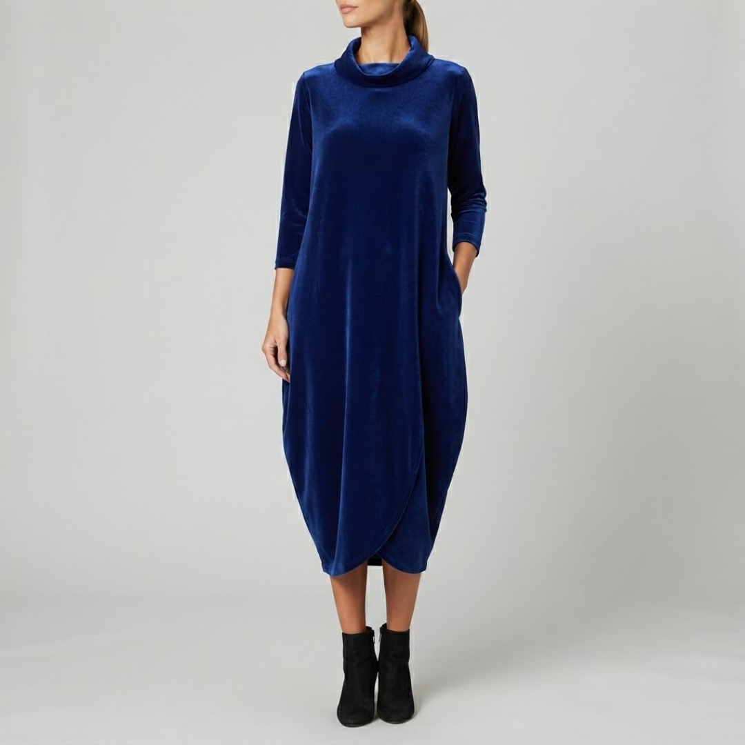 LEONA | Maxi dress with stand-up collar