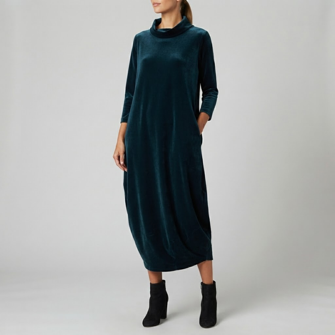 LEONA | Maxi dress with stand-up collar