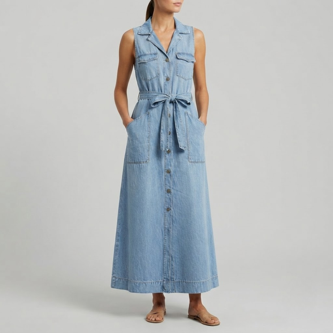 GRACE | Sleeveless dress with button detail