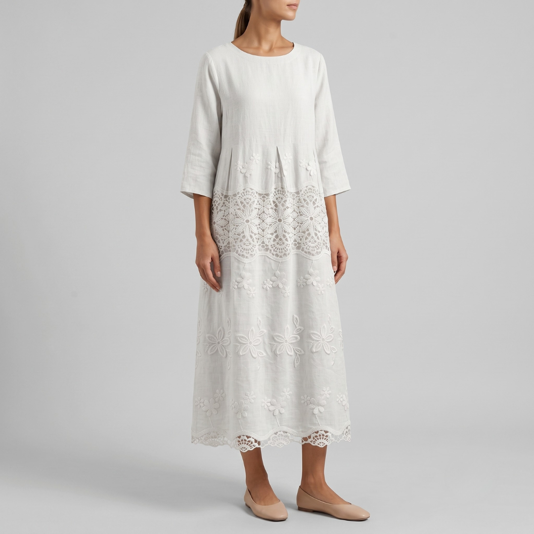 ZENAIDA | Midi dress with lace detailing