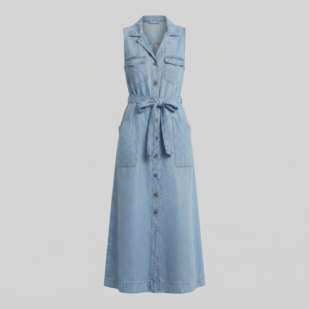 GRACE | Sleeveless dress with button detail