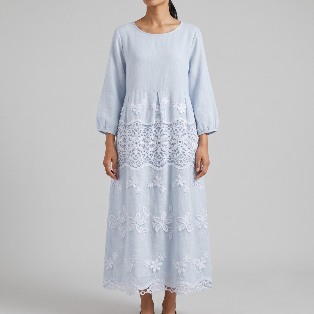 ZENAIDA | Midi dress with lace detailing