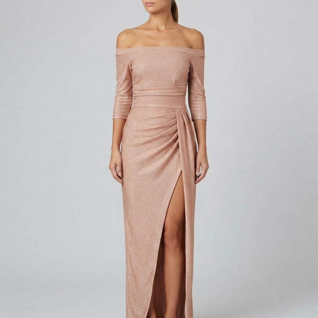 HARPER | Maxi dress with off-shoulder halter neckline