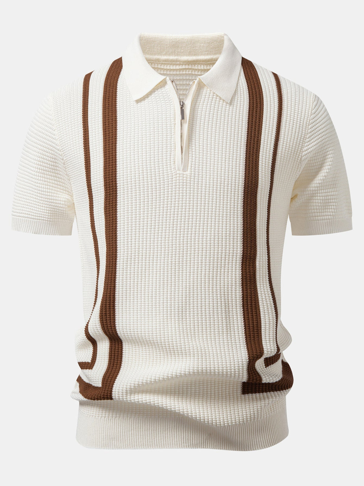 RILEY | Polo with waffle knit and zip neckline