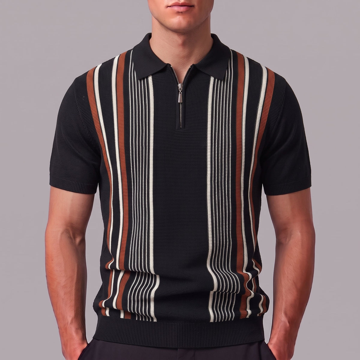 ETHAN | Knit polo with quarter-zip