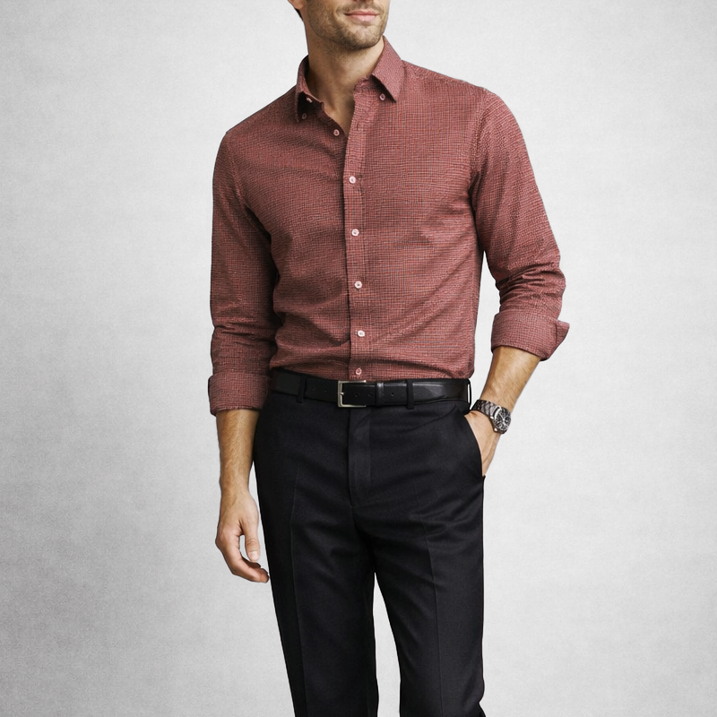 OLIVER | Shirt with micro houndstooth pattern