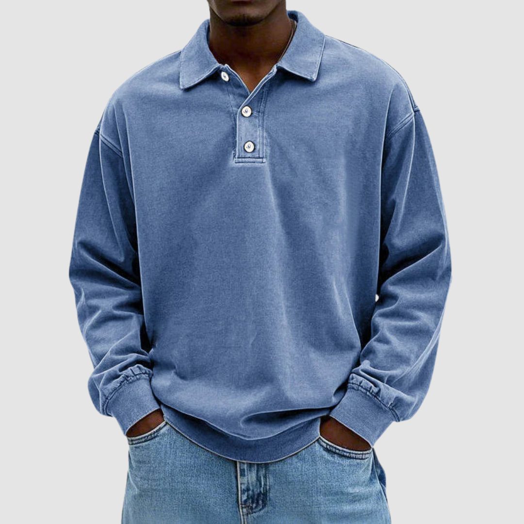 OLIVER | Long sleeve polo with vintage collar