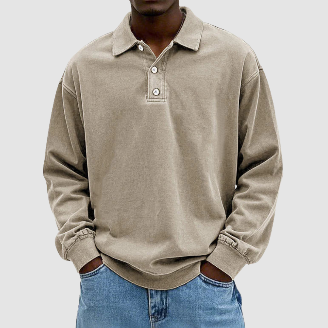 OLIVER | Long sleeve polo with vintage collar